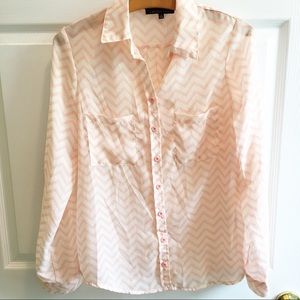 2/$10 WISHFUL PARK button down chevron sheer top S
